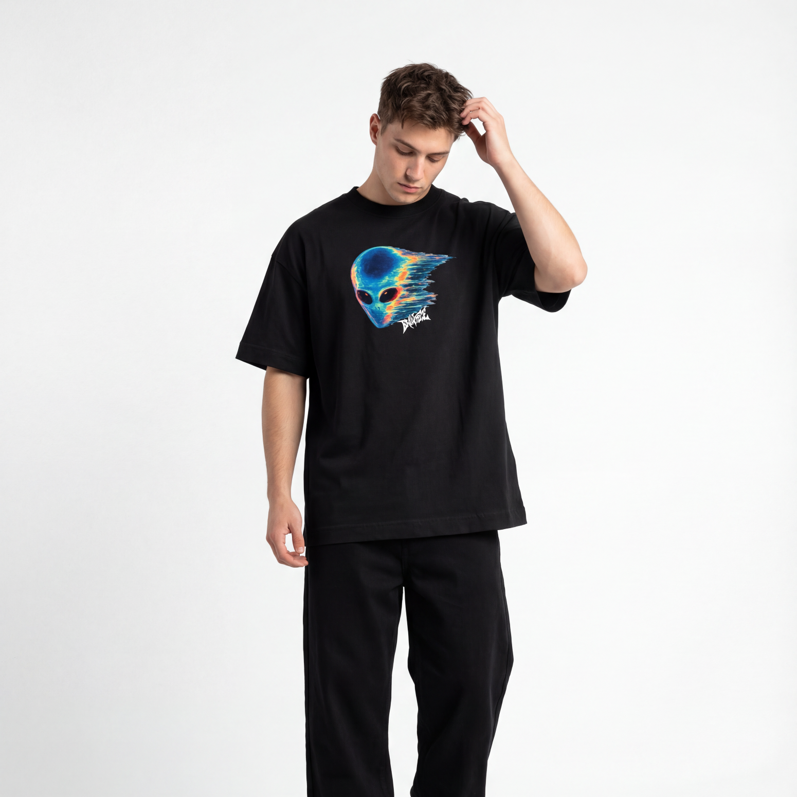 Camiseta Distortion Alien Streetwear Preto